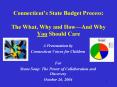 Connecticuts State Budget Process: The What, Why and HowAnd Why You Should Care
