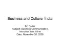 Business and Culture: India