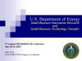 U'S' Department of Energy Small Business Innovation Research and Small Business Technology Transfer
