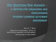 One QuestionOne Answer a method for organizing and encouraging student learning outcomes assessment
