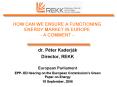 HOW CAN WE ENSURE A FUNCTIONING ENERGY MARKET IN EUROPE A COMMENT