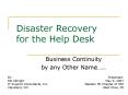 Disaster Recovery for the Help Desk