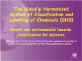 The Globally Harmonized System of Classification and Labelling of Chemicals GHS