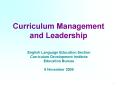 Curriculum Management and Leadership