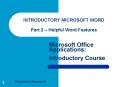 INTRODUCTORY MICROSOFT WORD Part 2 Helpful Word Features