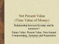 Net Present Value Time Value of Money