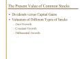The Present Value of Common Stocks