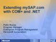 Extending mySAP'com with COM and 'NET Peter Russo Program Manager Enterprise Program Management Micr