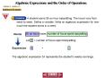 Algebraic Expressions and the Order of Operations