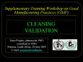 Supplementary Training Workshop on Good Manufacturing Practices GMP