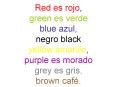 Red es rojo, green es verde blue azul, negro black yellow amarillo, purple es morado grey es gris, b