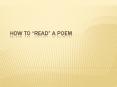 How to read a poem