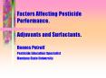 Factors Affecting Pesticide Performance' Adjuvants and Surfactants'