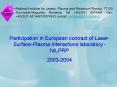Participation in European contract of LaserSurfacePlasma Interactions laboratory NILPRP