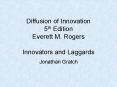 Diffusion of Innovation 5th Edition Everett M' Rogers Innovators and Laggards