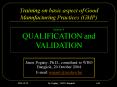 Training on basic aspect of Good Manufacturing Practices GMP