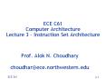 ECE C61 Computer Architecture Lecture 3 Instruction Set Architecture