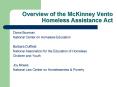 Overview of the McKinney Vento Homeless Assistance Act