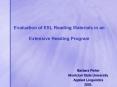 Evaluation of ESL Reading Materials in an Extensive Reading Program