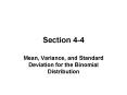 Mean, Variance, and Standard Deviation for the Binomial Distribution