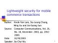 Lightweight security for mobile commerce transactions