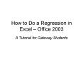 How to Do a Regression in Excel Office 2003