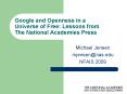 Google and Openness in a Universe of Free: Lessons from The National Academies Press