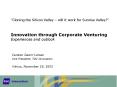 Cloning the Silicon Valley will it work for Sunrise Valley Innovation through Corporate Venturing Ex