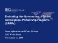 Evaluating the Governance of Global and Regional Partnership Programs GRPPs