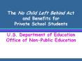 The No Child Left Behind Act and Benefits for Private School Students  U.S. Department of Education Office of Non-Public Education
