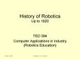 History of Robotics Up to 1920