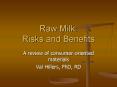 Raw Milk: Risks and Benefits