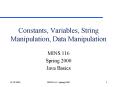 Constants, Variables, String Manipulation, Data Manipulation