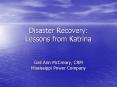 Disaster Recovery: Lessons from Katrina