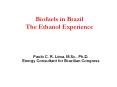 Biofuels in Brazil The Ethanol Experience