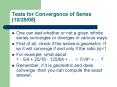 Tests for Convergence of Series 102908
