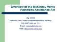 Overview of the McKinney Vento Homeless Assistance Act