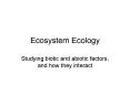 Ecosystem Ecology