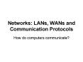 Networks: LANs, WANs and Communication Protocols
