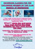 SWIMMING CLASSES FOR THE CHILDRENS MEMBER OF THE CLUB session of September