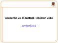 Academic vs' Industrial Research Jobs