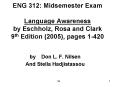 ENG 312: Midsemester Exam Language Awareness by Eschholz, Rosa and Clark 9th Edition 2005, pages 142