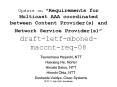 Update on Requirements for Multicast AAA coordinated between Content Providers and Network Service P