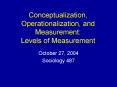 Conceptualization, Operationalization, and Measurement: Levels of Measurement