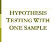 HYPOTHESIS TESTING WITH ONE SAMPLE