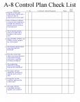 A8 Control Plan Check List