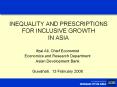 INEQUALITY AND PRESCRIPTIONS FOR INCLUSIVE GROWTH IN ASIA