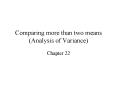 Comparing more than two means Analysis of Variance