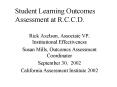 Student Learning Outcomes Assessment at R'C'C'D'