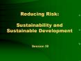 Reducing Risk: Sustainability and Sustainable Development
